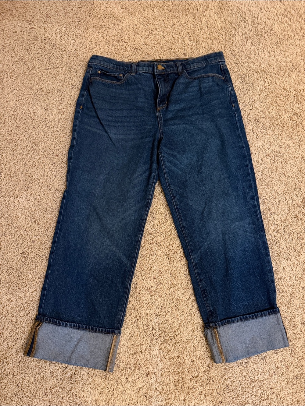 Ann Taylor Dark Blue Cropped Jeans with Rolled Cuffs